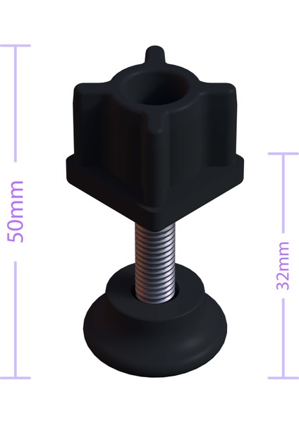 Ayarlı Vidalı Plastik Profil Rotil Ayak 25X25