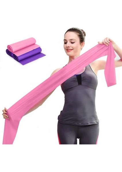 Pembe Pilates Bandı Jimnastik Pilates Lastiği 120X15 cm Egzersiz Aerobik Bant 1 Adet