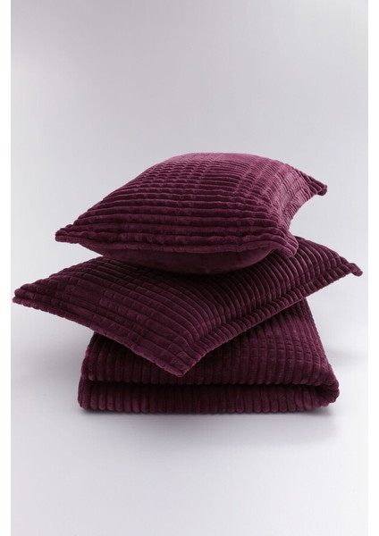 Merinos Modern Line 3 Parça Battaniye Seti - Mor