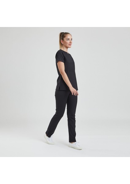 Likralı Dinamik Freesıa Doktor, Hemşire Forma Takım - Kadın, Siyah fırsatları