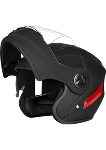 Motosiklet Çift Visor Flip Up Modüler Tam Yüz Kask Yetişkinler İçin Bir Boyut Mat Siyah (Yurt Dışından)