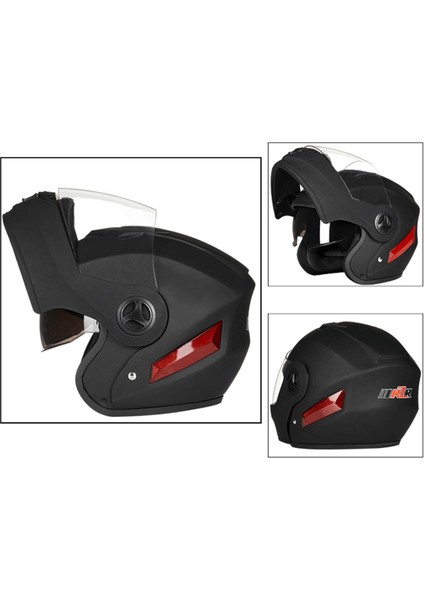 Motosiklet Çift Visor Flip Up Modüler Tam Yüz Kask Yetişkinler İçin Bir Boyut Mat Siyah (Yurt Dışından) modelleri