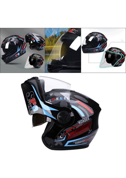 Tam Yüz Flip Up Motosiklet Kask Motocross Helm Hafif Off-Road Siyah (Yurt Dışından) fırsatları
