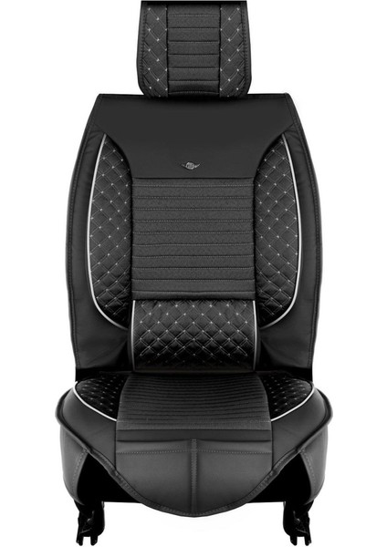 Ssanyoung Korando Sports Lüks Deri Oto Koltuk Kılıfı Ön/Arka Set Siyah/Beyaz