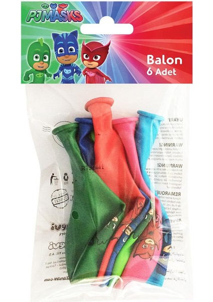 Helyuma Uyumlu Pj Mask Pijamaskeliler Baskılı Balon Pijamaskeliler Temalı Doğum Günü Balonu 12 Inch 6 Adet