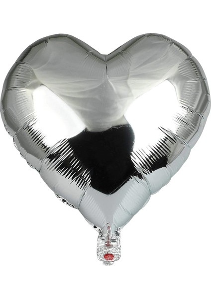 Helyuma Uyumlu Kalp Şekilli Folyo Balon Sevgililer Günü Kalpli Folyo Balon Gümüş
