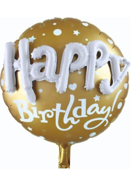 Helyuma Uyumlu 3 Boyutlu Görünümlü Folyo Balon Helyum ile Şişirebilen Happy Birthday Balon 23INÇ