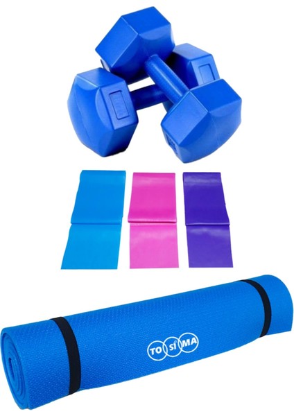 Parça Pilates Minderi Pilates Matı 1 kg Dambıl Pilates Direnç Lastiği Pilates Yoga Minderi Set