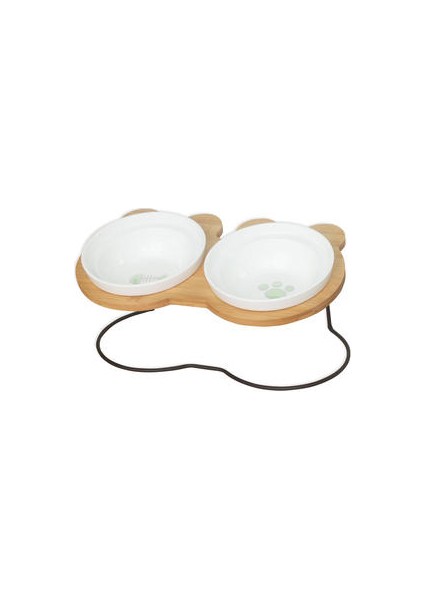 High End Pet Bowl Bambu Raf Seramik Besleme ve Içme Kaseleri Köpekler ve Kediler Için Pet Besleyici Aksesuarları | Köpek Beslemesi (Yurt Dışından)