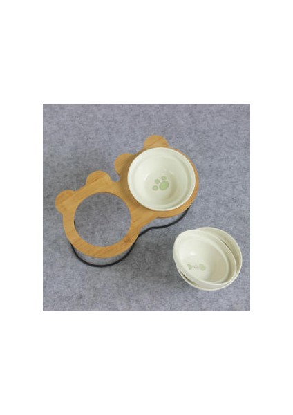 High End Pet Bowl Bambu Raf Seramik Besleme ve Içme Kaseleri Köpekler ve Kediler Için Pet Besleyici Aksesuarları | Köpek Beslemesi (Yurt Dışından) modelleri