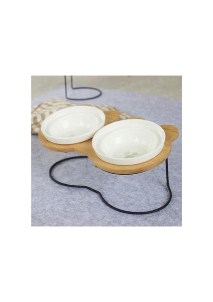 High End Pet Bowl Bambu Raf Seramik Besleme ve Içme Kaseleri Köpekler ve Kediler Için Pet Besleyici Aksesuarları | Köpek Beslemesi (Yurt Dışından) fırsatları