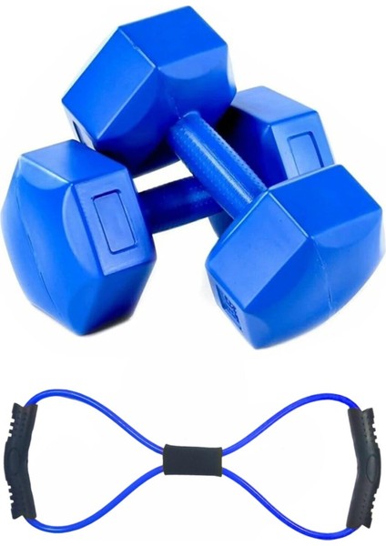 4 kg Dambıl ve Sekizgen Lastik Seti Egzersiz Seti Antrenman Seti 4 kg 2 Adet 8 kg Dambıl Seti