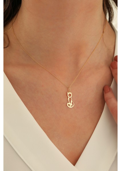 14 Ayar Altın Forze Zincir Kedi Kolye