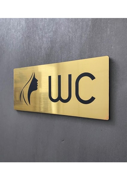 Metalik Gold Seri Kadın Wc Yönlendirme Tabelası