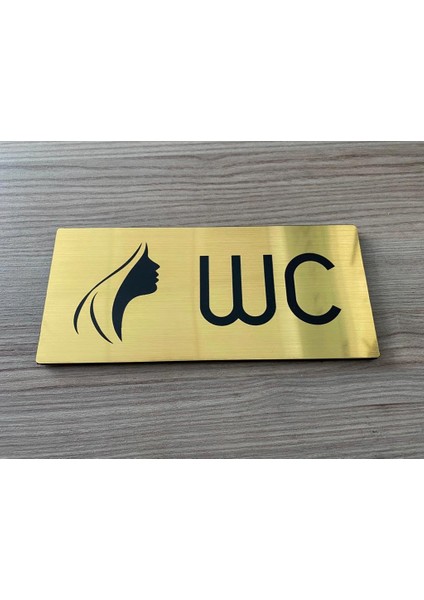 Metalik Gold Seri Kadın Wc Yönlendirme Tabelası