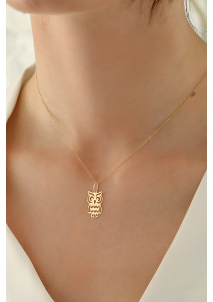 14 Ayar Altın Forze Zincir Baykuş Kolye