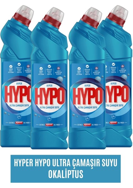 Çamaşır Suyu 4 Adet 750 gr Okaliptus - Hyper Hypo