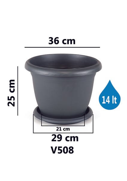 Villa Saksı 14 Litre Antrasit Renk