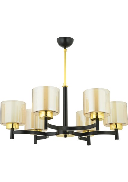 Gözen 6'lı Sarkıt Avize - Siyah Gold