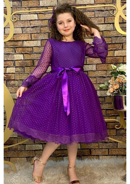 Mor Prenses Model Çocuk Abiye