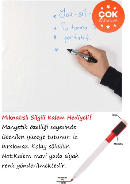 Manyetik Yapışkanlı Beyaz Manyetik Kağıt Tahta 2'li 100X200 cm