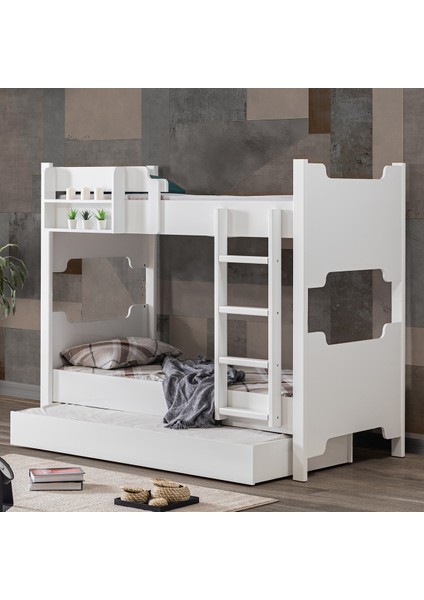 Mdf Profil Avrasya Ayrılabilir Beyaz Yavrulu Ranza