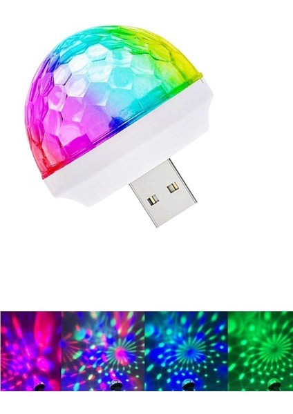 Araç Içi Sese Duyarlı Mini Disko Topu LED Usb'li -Telefon Uyumlu