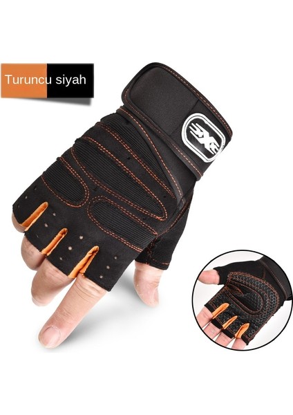 Spor Fitness Halter Yarım Parmak Eldivenler - Turuncu ( Yurt Dışından )