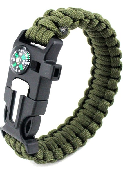 9595 Pusulalı & Magnezyum Çubuklu Paracord Bileklik Haki