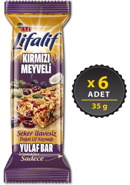 Lifalif Kırmızı Meyveli Yulaf Bar 35 g x 6 Adet