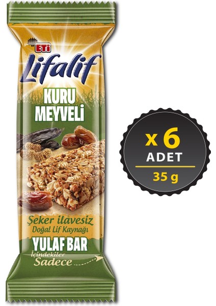 Lifalif Kuru Meyveli Yulaf Bar 35 g x 6 Adet