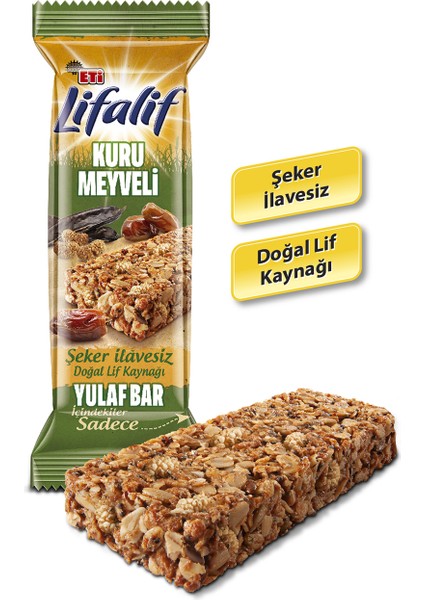 Lifalif Kuru Meyveli Yulaf Bar 35 g x 6 Adet modelleri