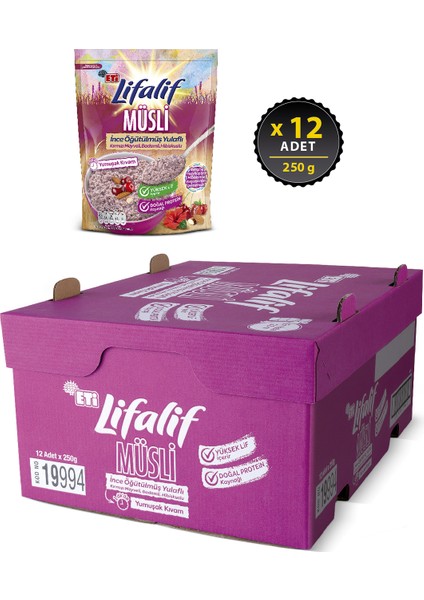 Lifalif İnce Öğütülmüş Müsli Hibiskuslu 250 g x 12 Adet fiyatları