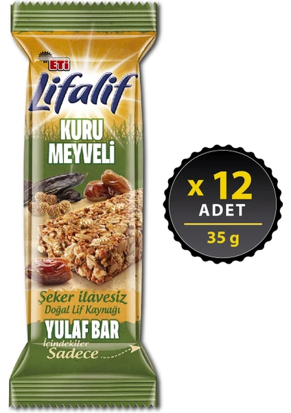 Lifalif Kuru Meyveli Yulaf Bar 35 g x 12 Adet