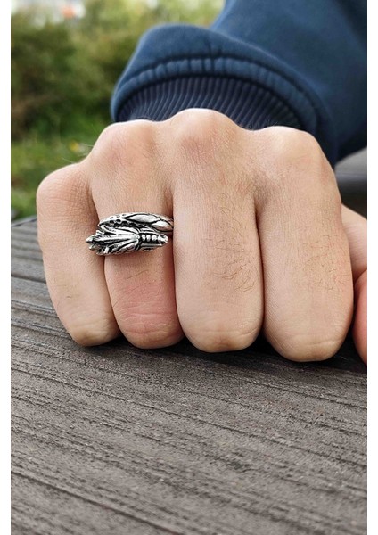 Unisex Antik Gümüş Kaplama Ejderha Model Ayarlanabilir Yüzük