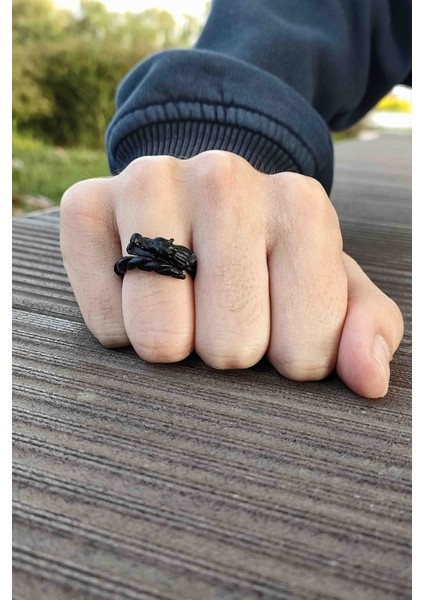 Unisex Siyah Antik Ejderha Model Ayarlanabilir Yüzük fırsatları