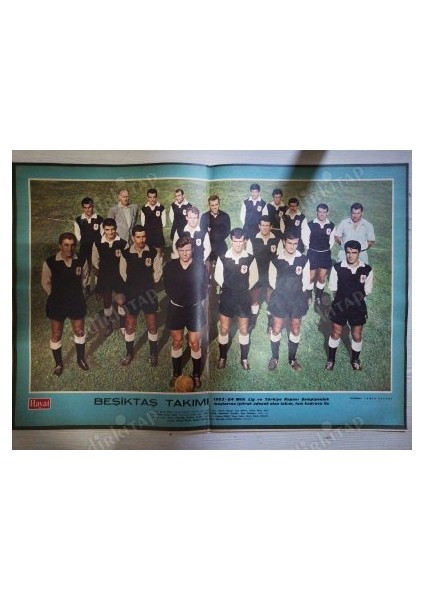 1963-64 Sezonu Beşiktaş Futbol Takım Kadrosu Toplu Halde Hayat Dergisi Orta Sayfa Posteri 32X48 cm