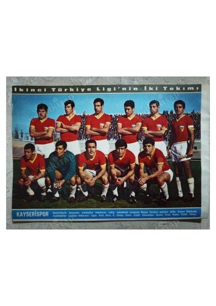 1967 Kayserispor  Futbol Takımı  Hayat Dergisi Orta Boy Poster  24X16 cm