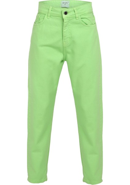 Gabardin Mom Jean Neon Yeşil