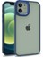 Casestreet Apple iPhone 12 Kılıf Flora Sert Silikon Arkası Cam Şeffaf Lacivert 1