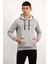 Gri Kapüşonlu Baskılı Sweat 3