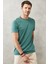 Erkek Yeşil Slim Fit Dar Kesim Bisiklet Yaka Pamuklu Tişört 4