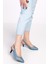 Kadın Hakiki Deri Orta Boy Topuk Stiletto VDT.230 - Mavi - 41 2