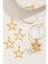 Gold Stars Saç Küpesi Toka Seti 2