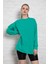 Unisex Uzun Kollu Iki Iplik Çimen Yeşili Oversize Sweatshirt IRF062 İRF062 1