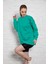 Unisex Uzun Kollu Iki Iplik Çimen Yeşili Oversize Sweatshirt IRF062 İRF062 4