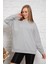 Unisex Uzun Kollu Iki Iplik Gri Renkli Oversize Sweatshirt IRF063 İRF063 1