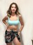Riona U Yaka Yüksek Belli Bikini Canlı Mavi 3