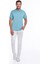 Erkek Turkuaz Regular Fit Merserize %100 Pamuk Basic Polo Yaka Tişört 4