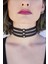 Kadın Üç Ince Şerit Ayarlanabilir Şık Deri Choker Boyun Aksesuar Siyah 1